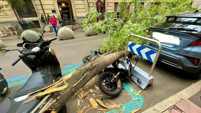 Las fuertes rachas de viento en Madrid causan daños materiales