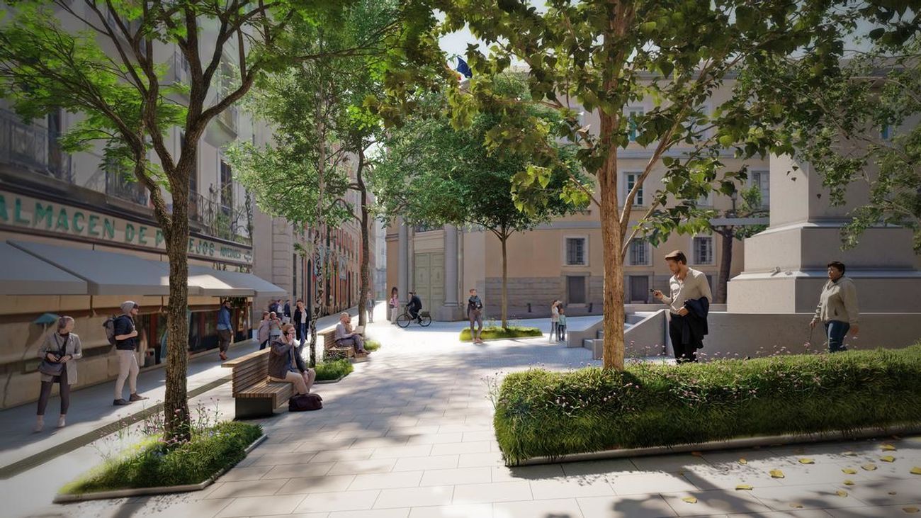 La plaza de Pontejos, detrás de Sol, se despedirá de los escalones para ser accesible y renovará bancos y arbolado