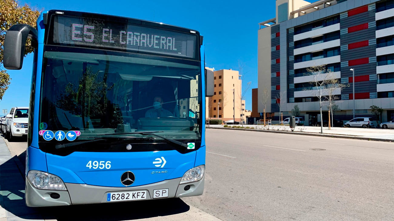 Un autobús de la EMT en El Cañaveral