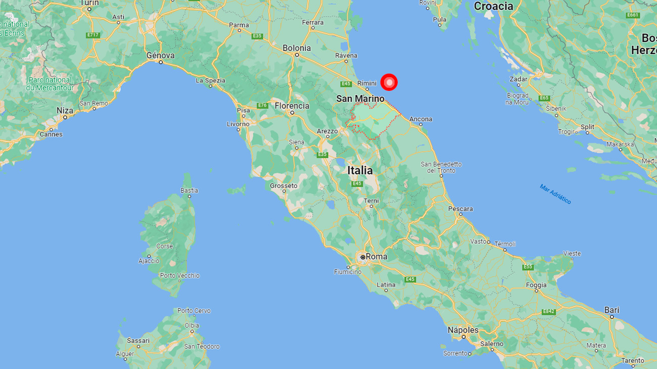 Lugar del terremoto sufrido en Italia el 9 de noviembre de 2022