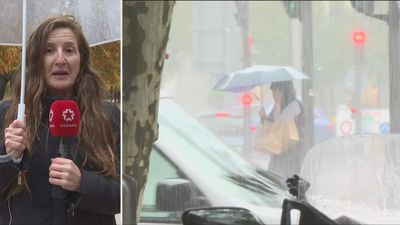 El fuerte viento y la lluvia intensa marcan un lunes gris en todo Madrid