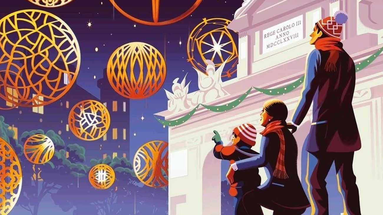 La Puerta de Alcalá, un Belén y una familia protagonizan el cartel de Navidad en Madrid