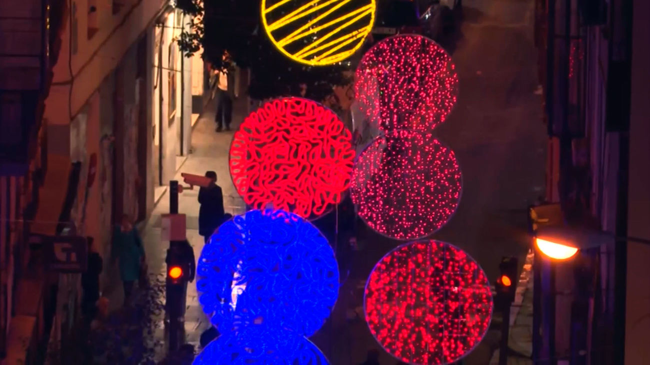 Detalle de la iluminación navideña de Madrid