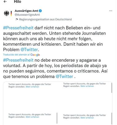 tuit del Ministerio de Relaciones Exteriores de Alemania / Ministerio de Relaciones Exteriores de Alemania