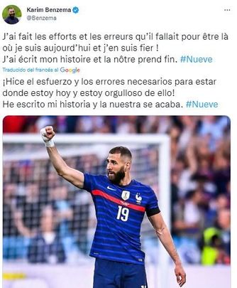 Tuit de Benzema / @Benzema