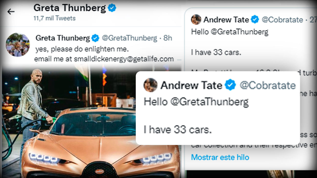 Mensajes que se han intercambiado en Twitter Greta Thunberg y Andrew tate