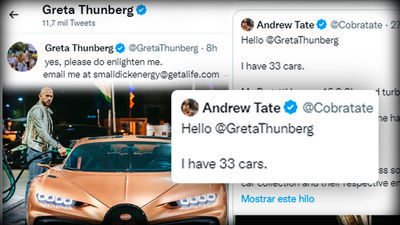 El rifirafe viral de Greta Thunberg y Andrew Tate a propósito de los 33 coches del kickboxer