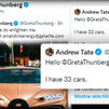 El rifirafe viral de Greta Thunberg y Andrew Tate a propósito de los 33 coches del kickboxer