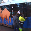 Los autobuses de la EMT, listos para partir en la cabalgata de los Reyes Magos