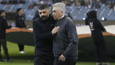 Frio saludo entre Ancelotti y Gattuso