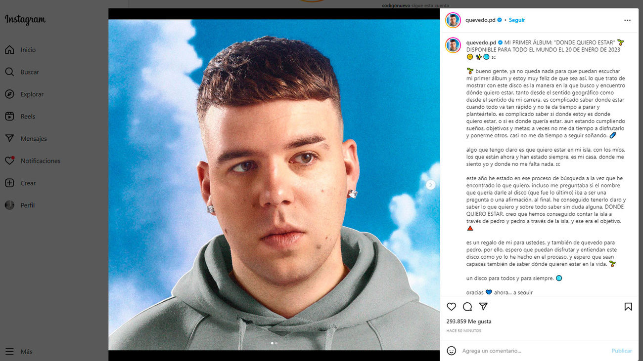 Quevedo anuncia la fecha de publicación de su primer álbum, 'Donde quiero estar'