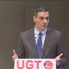 Sánchez, en un acto de UGT, carga contra Feijóo y la herencia de Rajoy