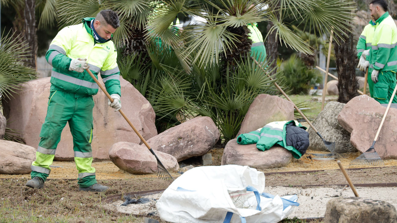 Un trabajador del servicio de parques y jardines de Móstoles