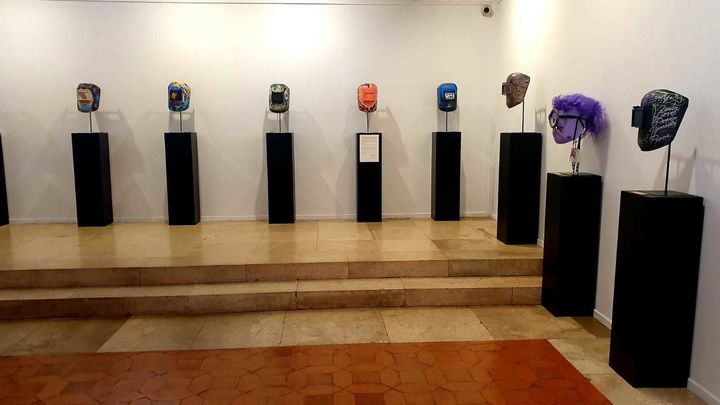 Caretas de soldador, que salvaron vidas en la pandemia, convertidas en piezas de arte / AYTO ALCALÁ DE HENARES