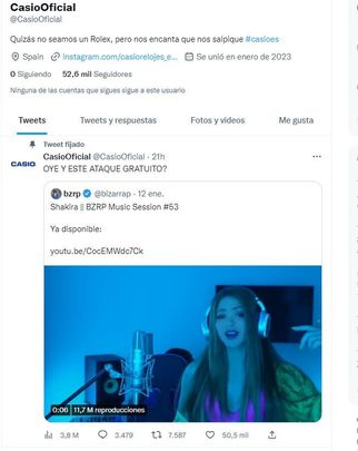 Captura Casio Shakira / TWITTER