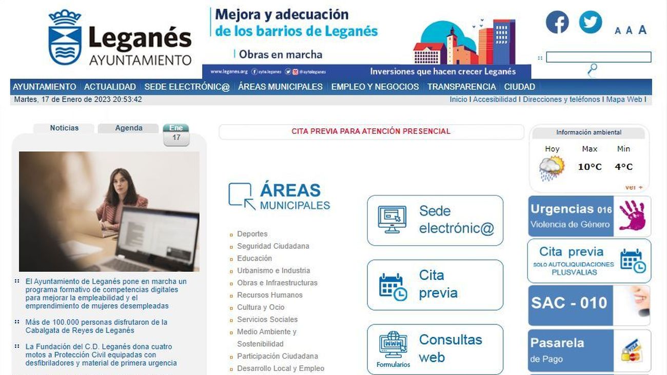 Web del Ayuntamiento de Leganés