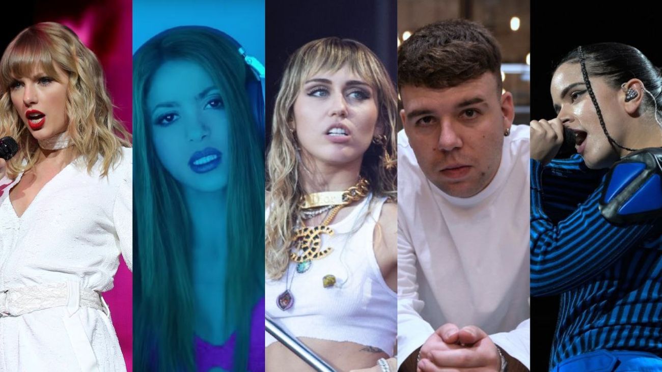 Taylor Swift, Shakira, Miley Cyrys, Quevedo, Rosalía