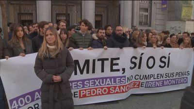 Protesta convocada por Nuevas Generaciones ante el Ministerio de Igualdad por ley del 'sí es sí'
