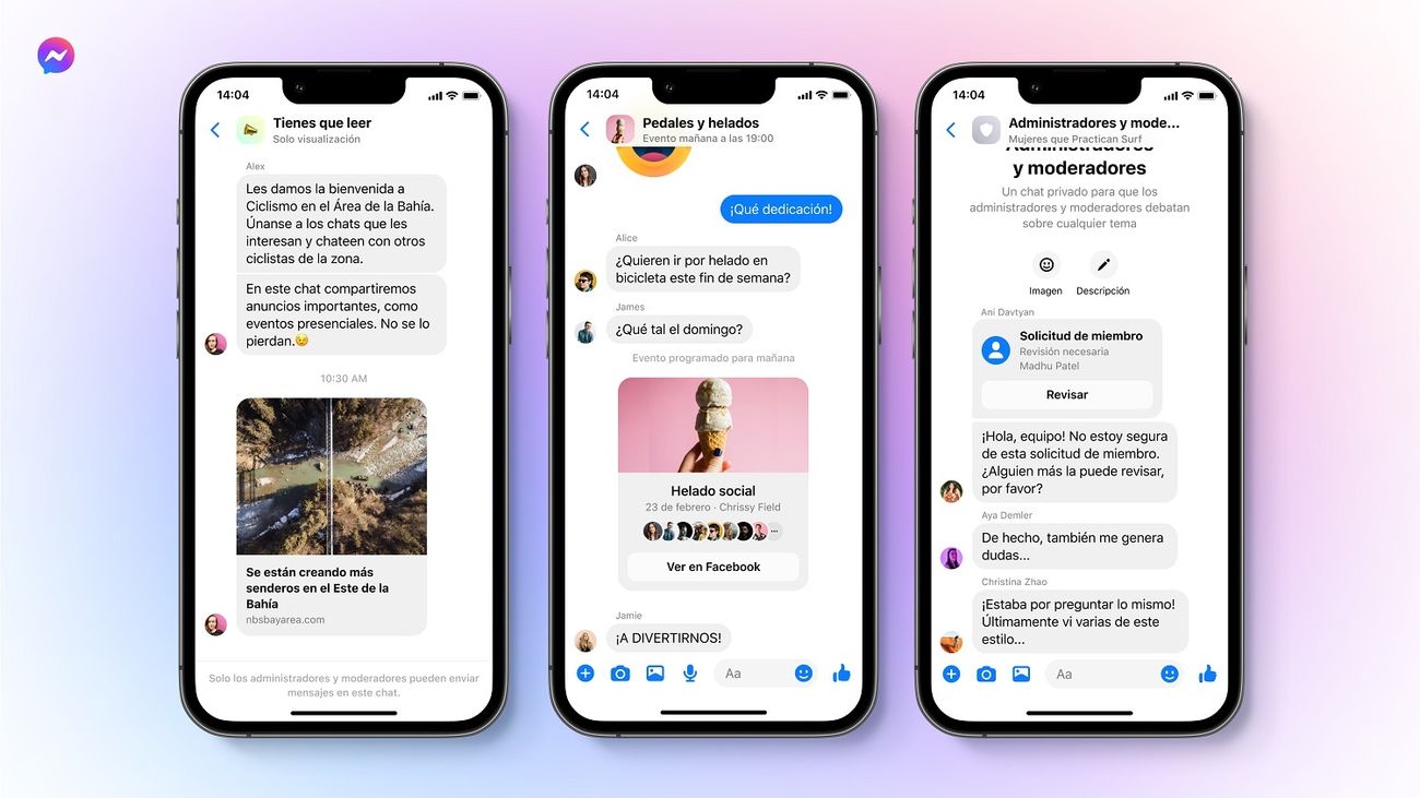 Imagen de los nuevos chats de Comunidades para Messenger y Facebook