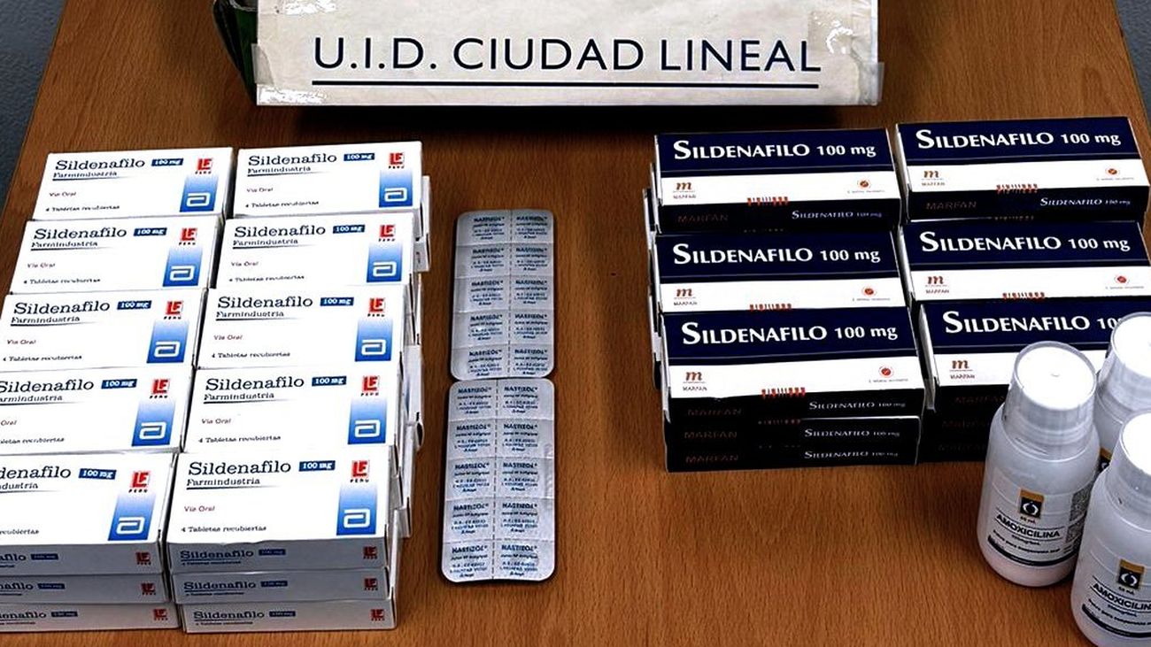 Viagra de Perú intervenida en un control de tráfico en Madrid