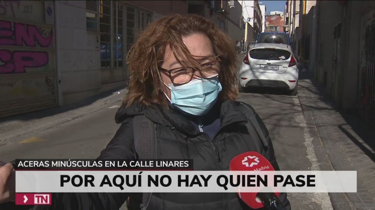 Aceras de 65 cm de ancho en la calle Linares, la denuncia de los vecinos de Carabanchel