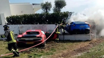 Insólito choque entre dos Ferrari en una carrera ilegal en Italia