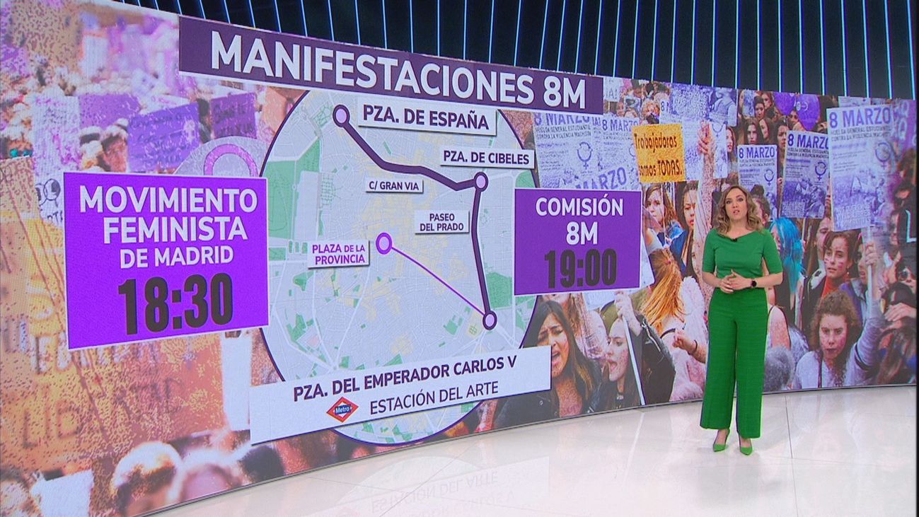 Dos manifestaciones en Madrid por el 8-M, con cambios en autobuses y una huelga en el metro