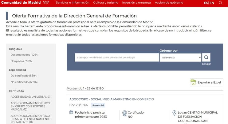 Buscador cursos CAM / CAM