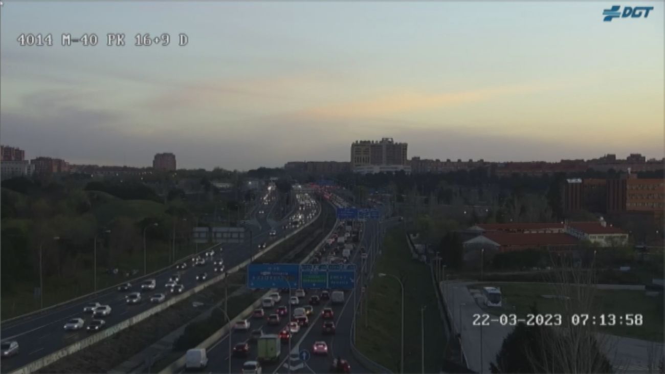 El tráfico de Madrid en la hora punta de la mañana
