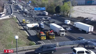 Un accidente entre varios coches y un camión provoca fuertes retenciones en la A-4 a la altura de Pinto