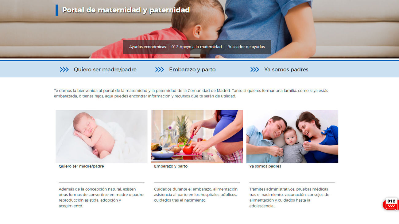 Nuevo portal de maternidad y paternidad de la Comunidad de Madrid