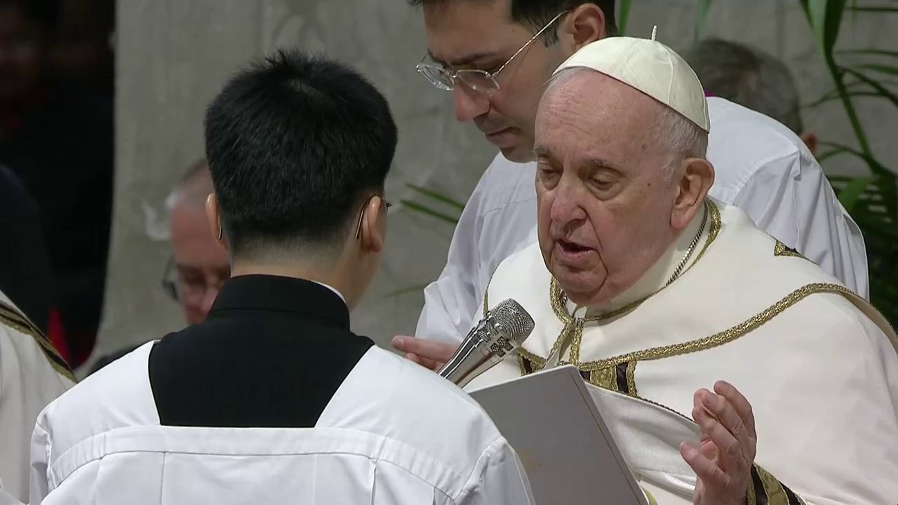 El papa Francisco durante la misa de Jueves Santo