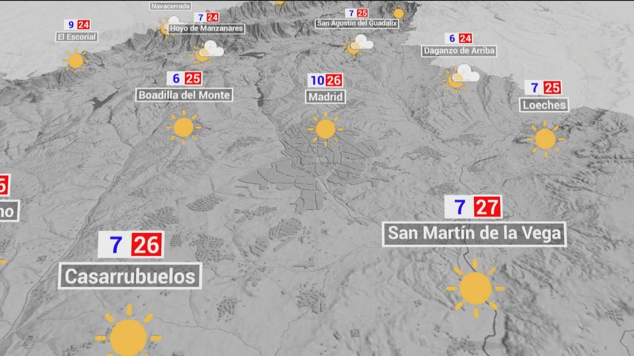 El tiempo en Madrid este sábado: Máximas por encima de los 25 grados