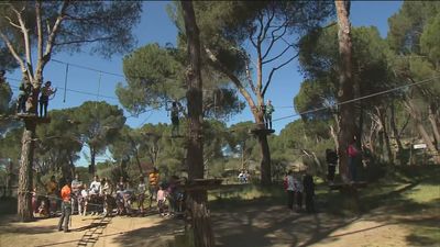 La tirolina entre árboles más grande de España está en Pelayos de la Presa