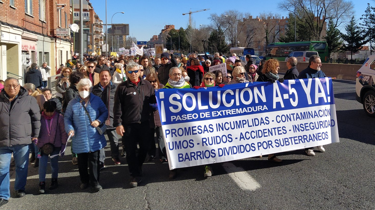 Manifestación de los vecinos del Paseo de Extremadura / A-5  en enero de 2023