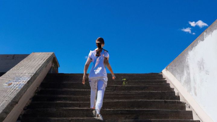 En lo más alto de la escalera / DALL-E