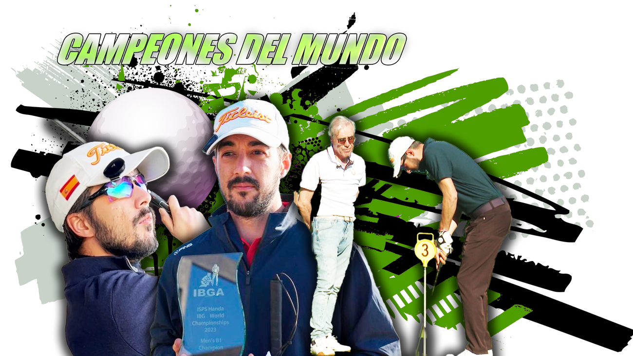 Alejandro de Miguel y su guía Javier Parrilla, campeones del mundo de golf para ciegos