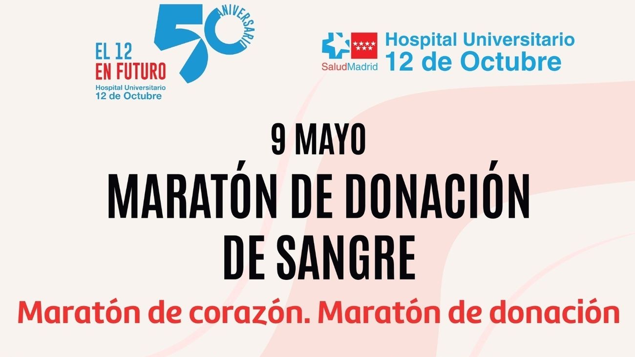 El Hospital 12 de Octubre celebra hoy su Maratón de donación de sangre