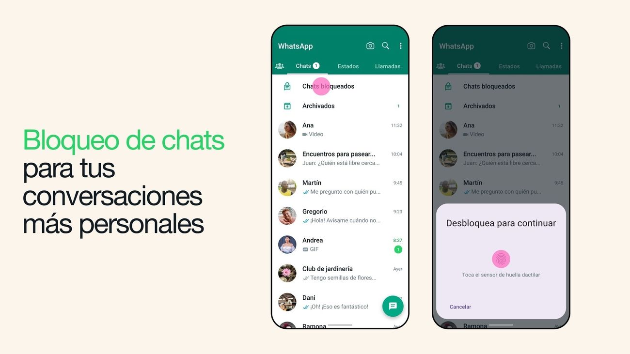 WhatsApp introduce el bloqueo de chats