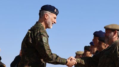 Felipe VI presencia un ejercicio de defensa internacional en Ablitas (Navarra)