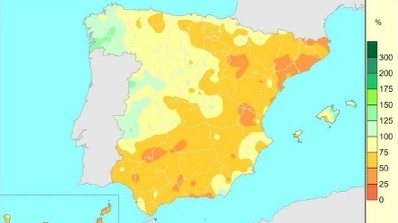 Mapa de lluvias acumuladas en España desde el 1 de octubre de 2022 al 23 de mayo de 2023