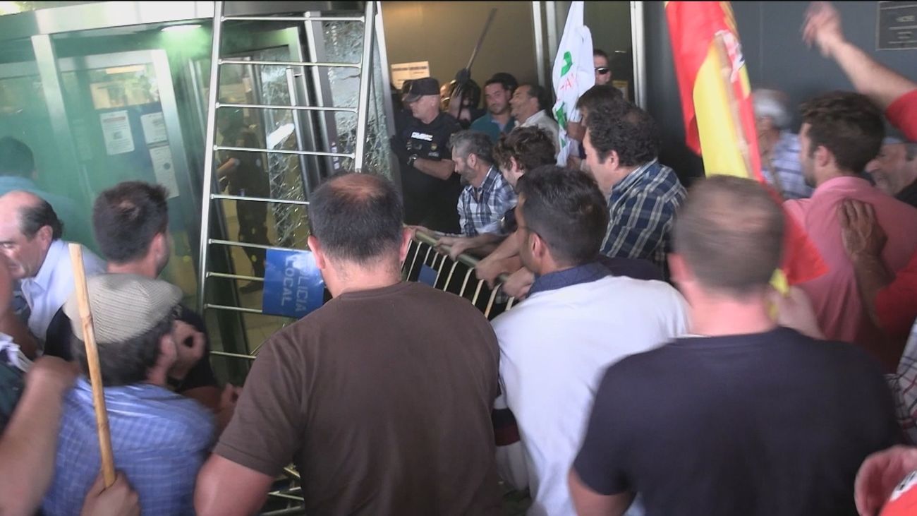 Ganaderos asaltan la Delegación de la Junta en Salamanca con cargas policiales y altercados
