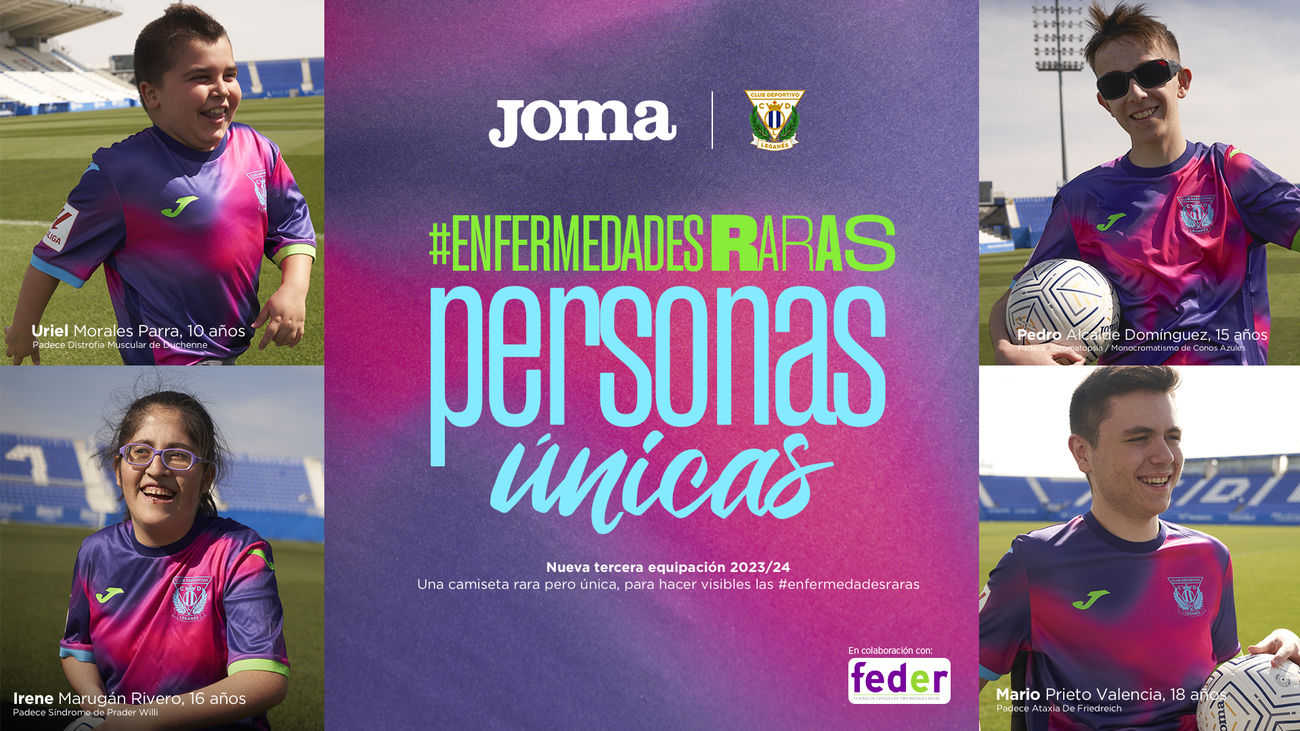 La tercera camiseta del Leganés, un homenaje a las personas con enfermedades raras