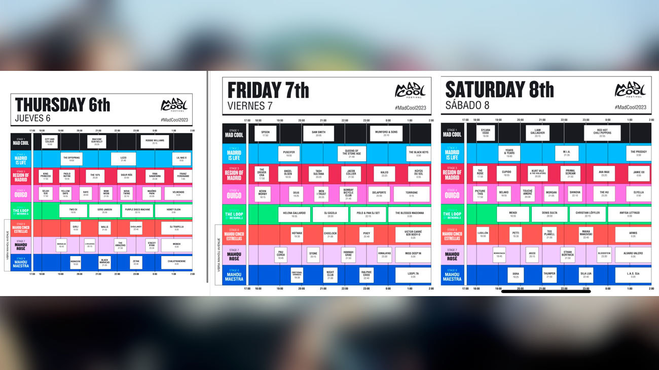 Horarios completos del Mad Cool 2023