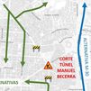 Los itinerarios alternativos al cierre del túnel de Manuel de Becerra