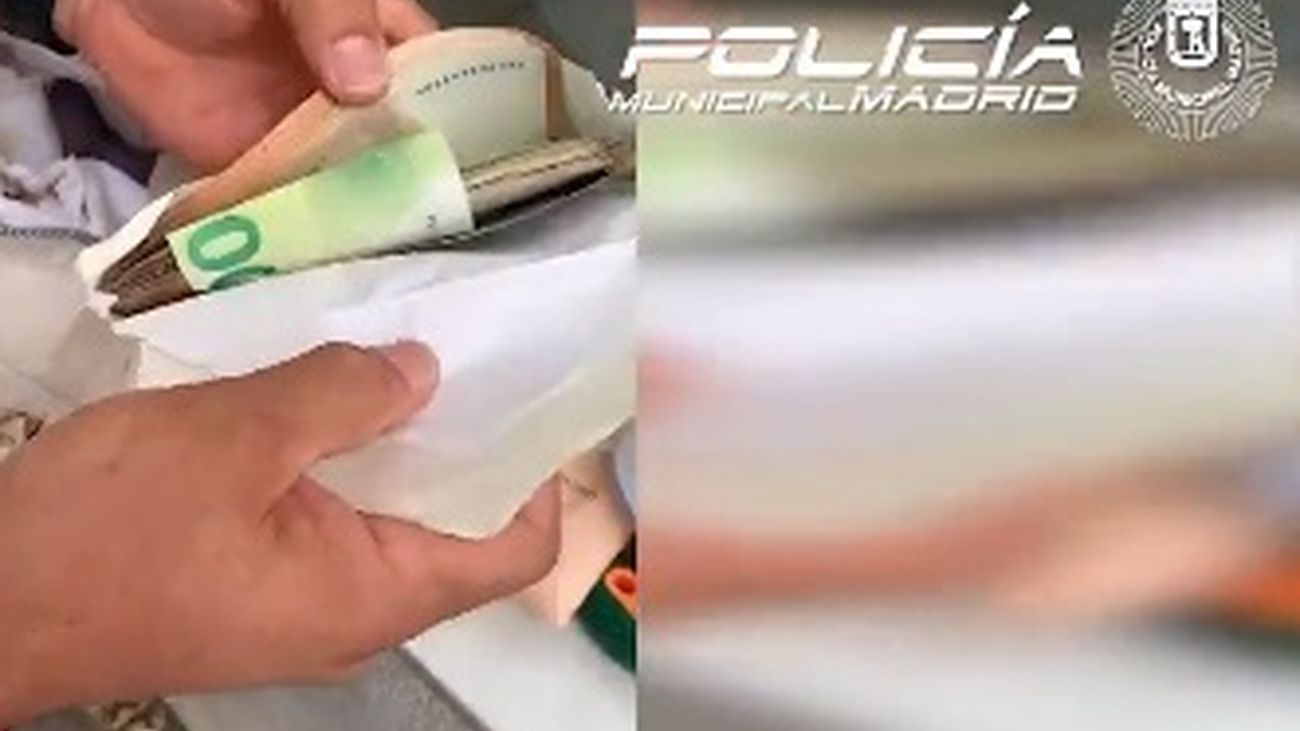 Dinero interceptado por la Policía Municipal de Madrid