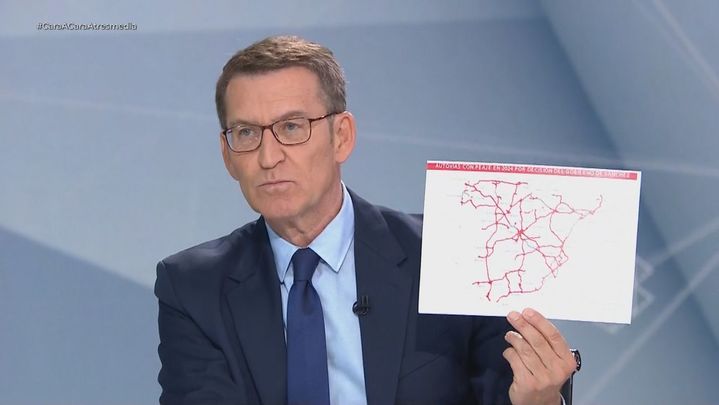 Nuñez Feijóo enseña a Pedro Sánchez el mapa del peaje en las autovías / Antena 3