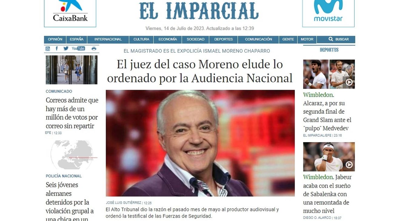 Portada de Elimparcial.es el 14 de julio de 2023