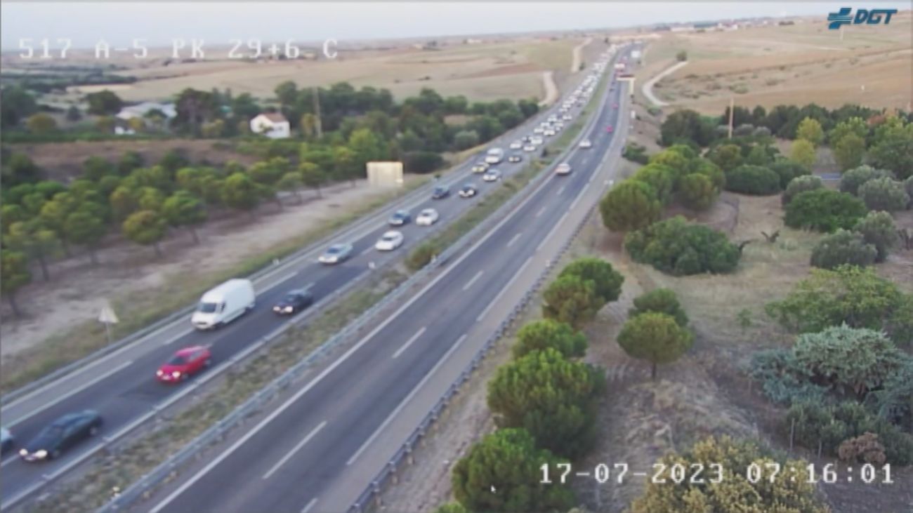 Retenciones en la A-5 por un accidente a la altura de Arroyomolinos