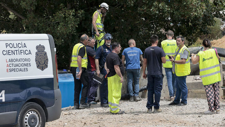 Personal de ADIF, operarios y agentes de la Policía Nacional trabajan solucionar los incidenteS / EFE